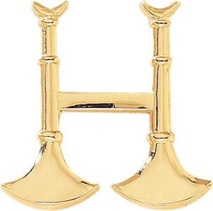 Gold Connected Two Bugles (Pair of 2)