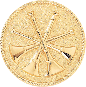 Large Gold Four Crossed Bugle Disc