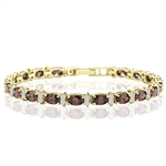 Designer Bracelet With Oval chocolate And Round Brilliant Stones, 12.50 Cts.T.W. In 14K Solid Yellow Gold.