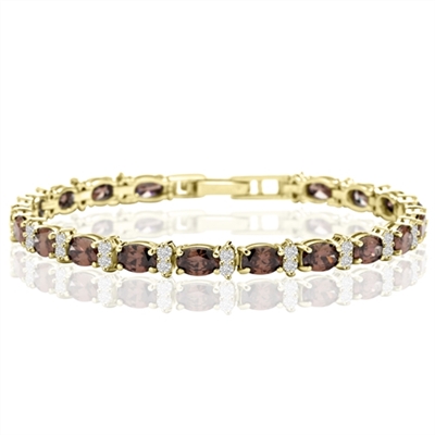 Designer Bracelet With Oval chocolate And Round Brilliant Stones, 12.50 Cts.T.W. In 14K Solid Yellow Gold.