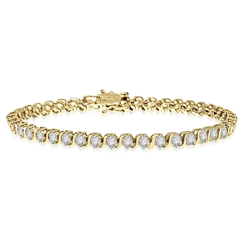 S links in bezel setting bracelet in 14K Solid Yellow Gold