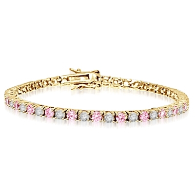 5ct pink & white stone bracelet in Solid Yellow Gold