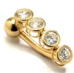Diamond Essence 14K Solid Gold Belly Button with 0.60 Ct.T.W. Round Melee in Bezel Setting And Screw On Ball.