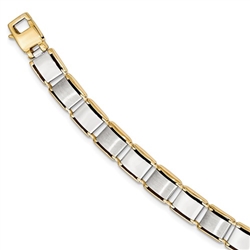 14k Two-tone Brushed & Polished 8.5" Bracelet with fancy Lobster clasp.