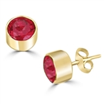 Solid gold ruby stone,tubular bezel setting earrring