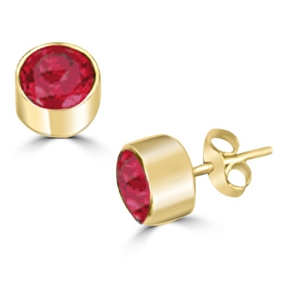 Solid gold ruby stone,tubular bezel setting earrring