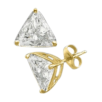 Trilliant cut Diamond earring in Solid Gold