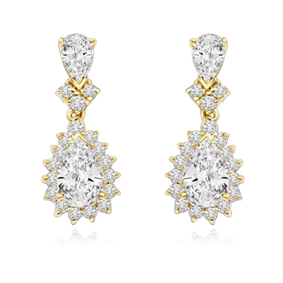 7ct white essence earrings in 14K Solid yellow Gold