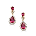7 ct ruby essence, 2 ct ruby accents gold earrings