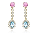 1.5 ct oval Blue Topaz essence earring in Yellow gold