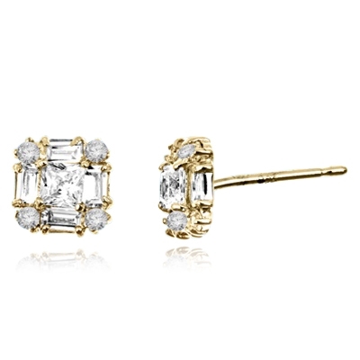 Little beauty. Diamond Essence traditional baguettes, princess cut and round brilliants set in artistic way in 14k Solid Yellow Gold, 2.0 cts.t.w.
