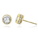 Traditional studs with a twist on the bezel set that shows small accents sideways too! Confess it...you always wanted this! 2.20 Cts. T.W. in 14k Solid Yellow Gold.