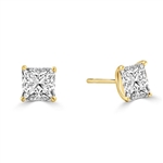 Princess cut Diamond Essence studs cradled in 14K Solid Gold, 3.0 cts. t.w.