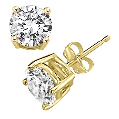 1 carat stud earrings in solid gold