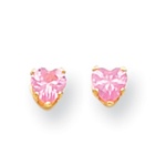 Pink heart-cut diamond earring in Solid Gold