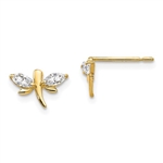 Prong Set Earrings with Artificial Marquise Cut Diamond by Diamond Essence set in 14K Solid Yellow Gold