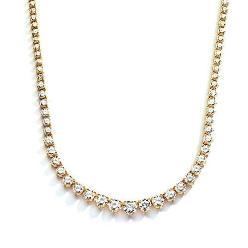 16" necklace of graduated round stones in gold