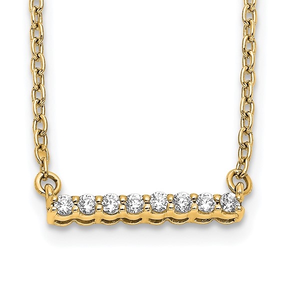 Diamond bar necklace 14k yellow gold