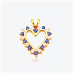 Sapphire Essence Heart Pendant - 0.5 Cts. T.W. set in 14K Solid Yellow Gold.