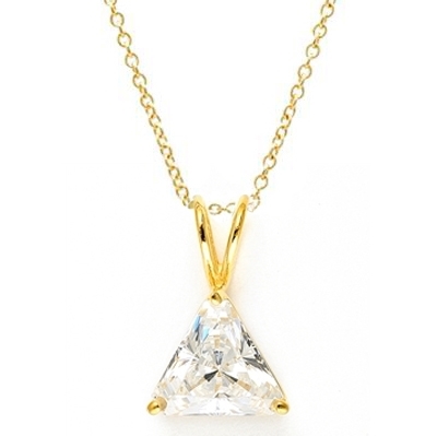 Diamond Essence Pendant with Triangle stone.3.0 Cts. T.W. set in 14K Solid Yellow Gold.