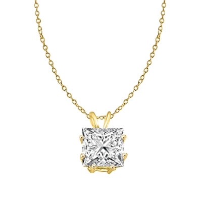 2ct princess-cut pendant in Solid Gold