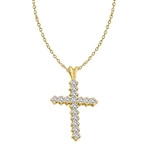 1.25 ct round stones gold cross pendant