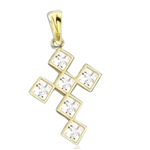 Solid gold bezel setting,princess cut cross pendant