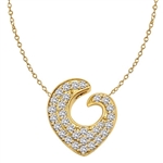Artistic and Elegant Heart Pendant with Micro Pave Set Diamond Essence accents accentuating your love to the highest! Appx. 2.0 Cts. T.W. set in 14K Solid Yellow Gold.