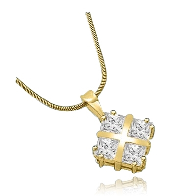 4 Princess Cut Masterpieces pendant  in Yellow Gold