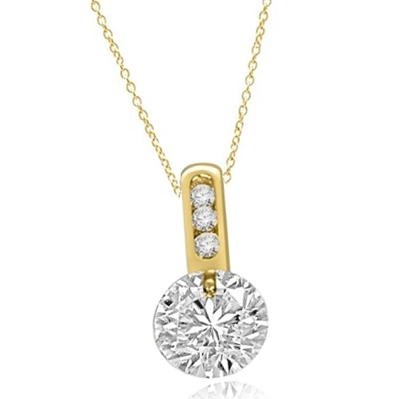 Magnificent pendant with 2.0 cts. tension set in 14K Solid Yellow Gold