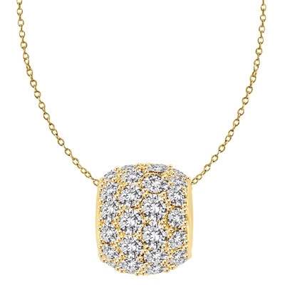 Diamond Essence Slide Pendant with Round stone all around 3.0 Cts. T.W. set in 14K Solid Yellow Gold.