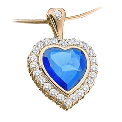 Gold pendant of blue sapphire & round stones