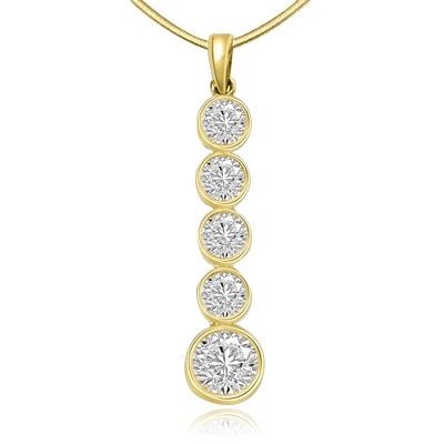 14k solid gold pendant with 1.75 ct round stone