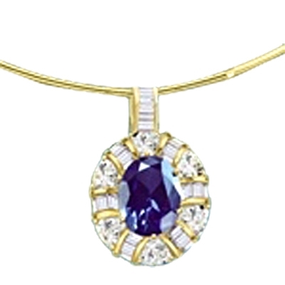 Gold pendant with sapphire stones