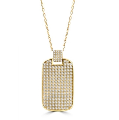 Designed to Impress, this solid tablet pendant is perfect for your he-man! One side completely covered with Diamond Essence Accents, 2" H and 1-1/4"W. In 14k Solid Yellow Gold. Chain Not Included.