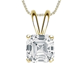 One carat Asscher Cut Diamond Essence stone set in 14K Solid Gold four prongs.  Choice of 2,3 and 4 carat available.