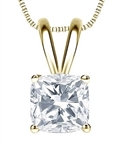 One carat Cushion Cut Diamond Essence stone set in 14K Solid Gold four prongs.  Choice of 2,3 and 4 carat available.