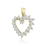 0.10 ct heart shaped marquise stone pendant in yellow gold