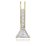 Diamond Essence princess cut melee set between two bars and two carat Trilliant cut Diamond Essence at the bottom makes a elegant pendant for daily wear. 3 cts.t.w. in 14K Solid Yellow Gold.