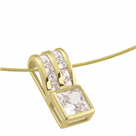 Slide gold pendant - 1ct princess cut & square stones