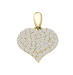 Diamond Essence delicate Heart Pendant with Pave set Melee. 1.30 Cts.T.W. in 14K Solid Yellow Gold.