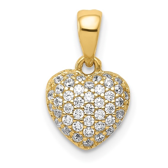 Little Heart for Children - Heart shape Pendant with cluster of Diamond Essence Melee, 1.0 Ct. T.W. set in 14k Solid Yellow Gold.