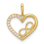 Prong Set Diamond Essence Round Brilliant stones In 14K Solid Gold Heart  Pendant