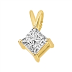 0.5ct wire basket setting princess cut stone in gold pendant