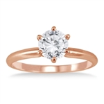 Simulated Diamond 1 carat Solitaire ring in 14K Solid Rose Gold