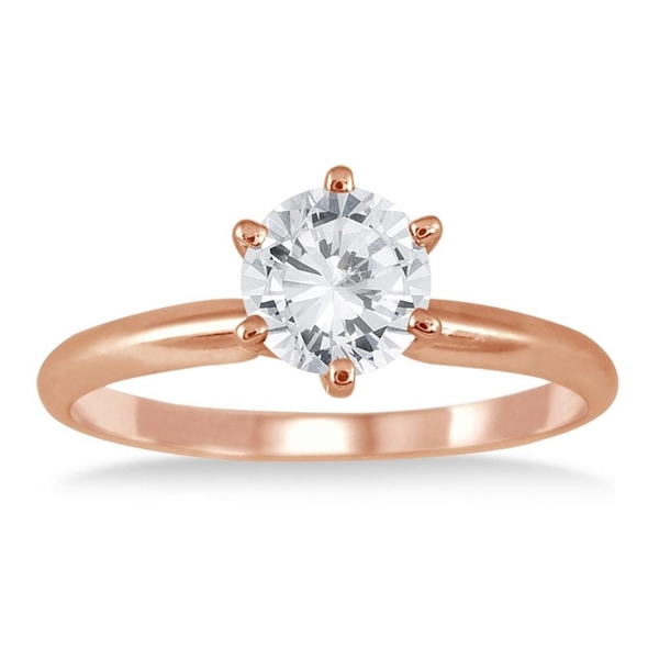 Simulated Diamond 1 carat Solitaire ring in 14K Solid Rose Gold
