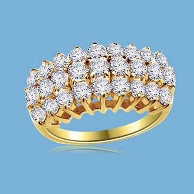 Celtic Wedding - Amazing Anniversary Ring, 3.35 Cts. T.W, with a row of Round pieces ringed on either side by a row of accents, in 14K Solid Gold.