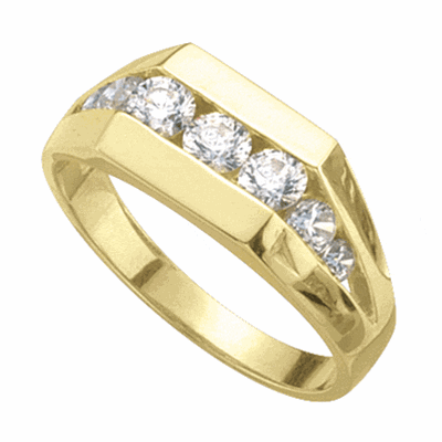 14K Solid Gold man's ring, 1.26 cts.t.w. with channel set round brilliant stones.1.30 cts. t.w.