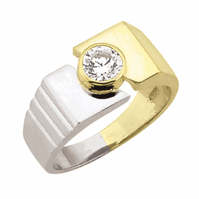 Wear it and conquer. A classic combination of 14K Solid Yellow and White Gold, 1.0 ct. round brilliant stone- a perfect solitaire ring.