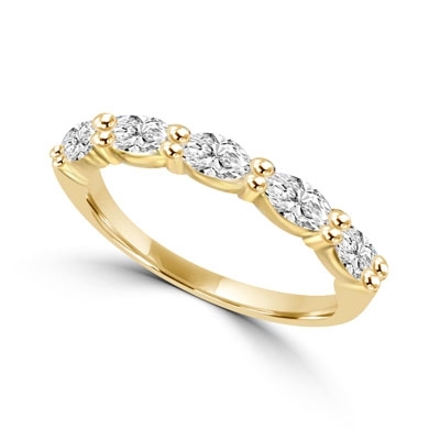 Simple delicate band 1.25 Cts. T.W. with 0.25 Ct Marquise Cut 5 Diamond Essence stones in 14K Solid Gold.